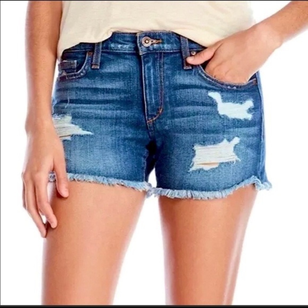 Joe’s Jeans Phoebe Wash Blue 3-Inch Cut Off Distressed Denim Shorts EUC Size 27